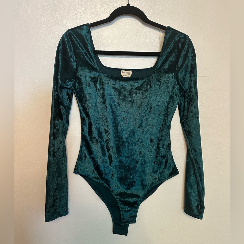 Velvety Green Bodysuit Size Small